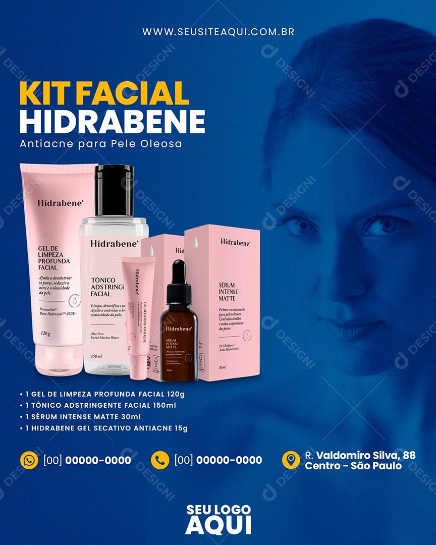 Kit Facial Hidrabene Antiacne Para Pele Oleosa Social Media PSD Editável