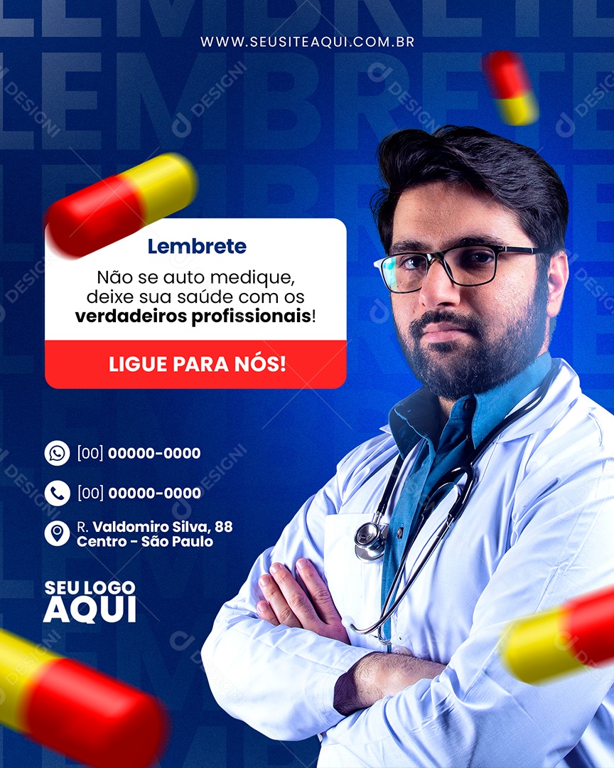 Não se Medique Deixe Sua Saúde Com Os Verdadeiros Profissionais Social Media PSD Editável