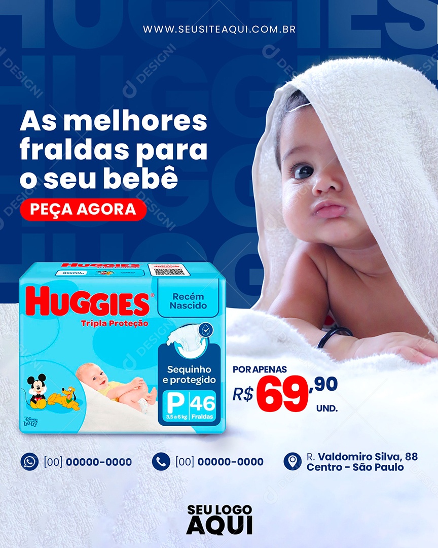 As Melhores Fraldas Para Seu Bebê Social Media PSD Editável