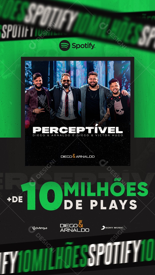 Social Media Story Mais De 10 Milhões De Plays Spotify PSD Editável