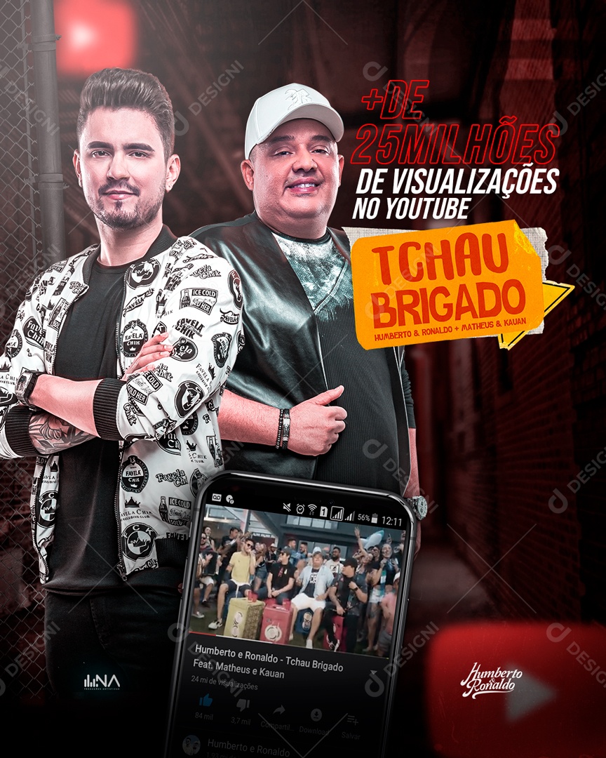 Flyer Feed Mais De 25 Milhões Humberto E Ronaldo Social Media PSD Editável