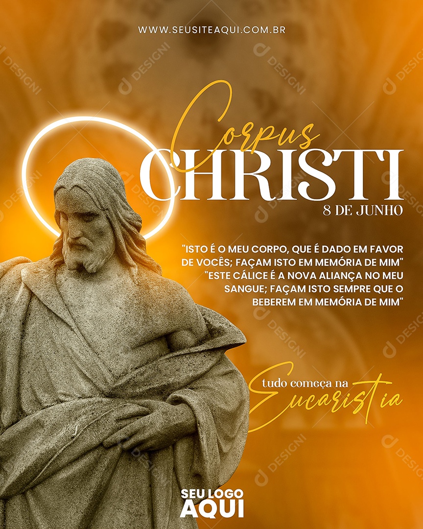 Corpus Christi 11 de Junho Paz Eucaristia Social Media PSD Editável