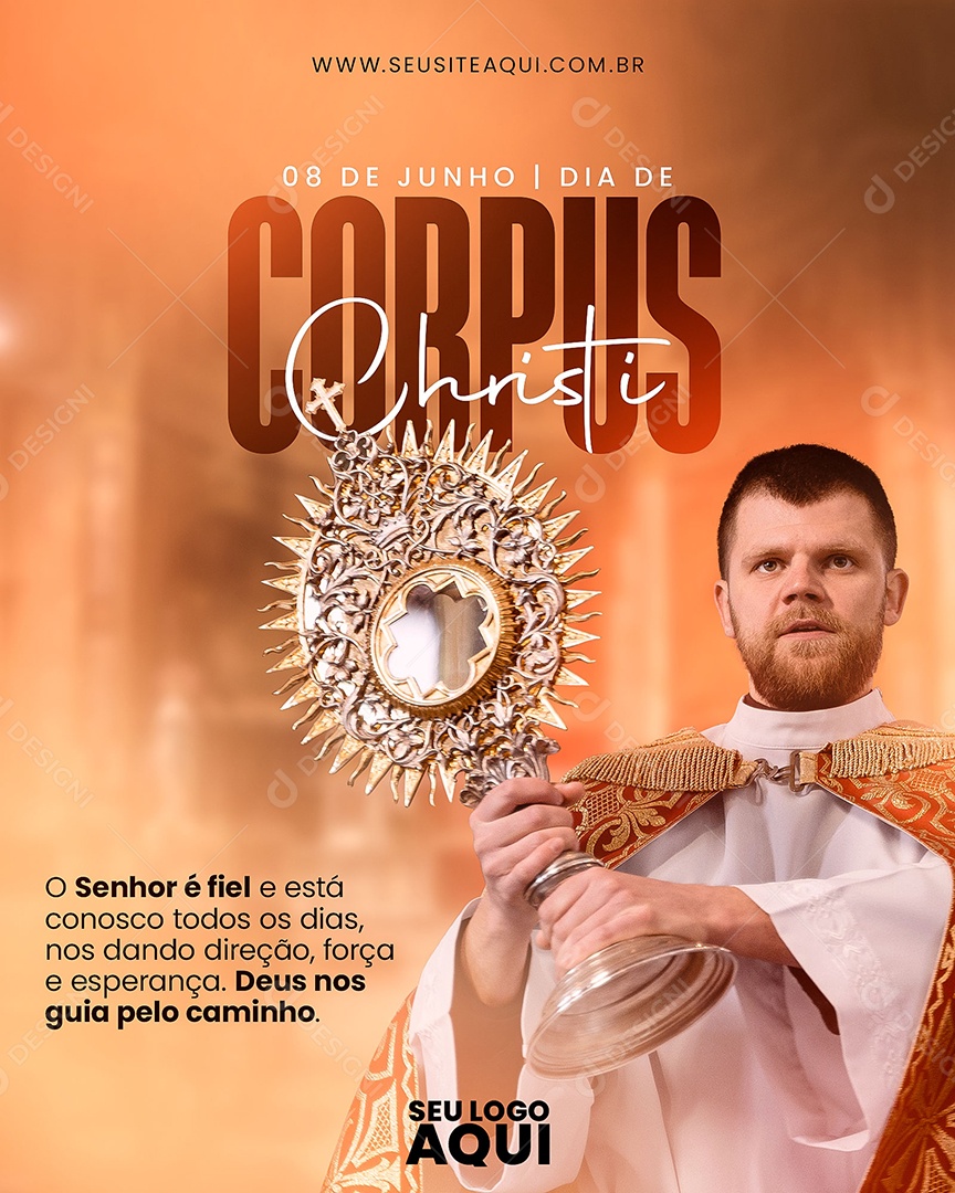 Corpus Christi 11 de Junho Paz Eucaristia Social Media PSD Editável