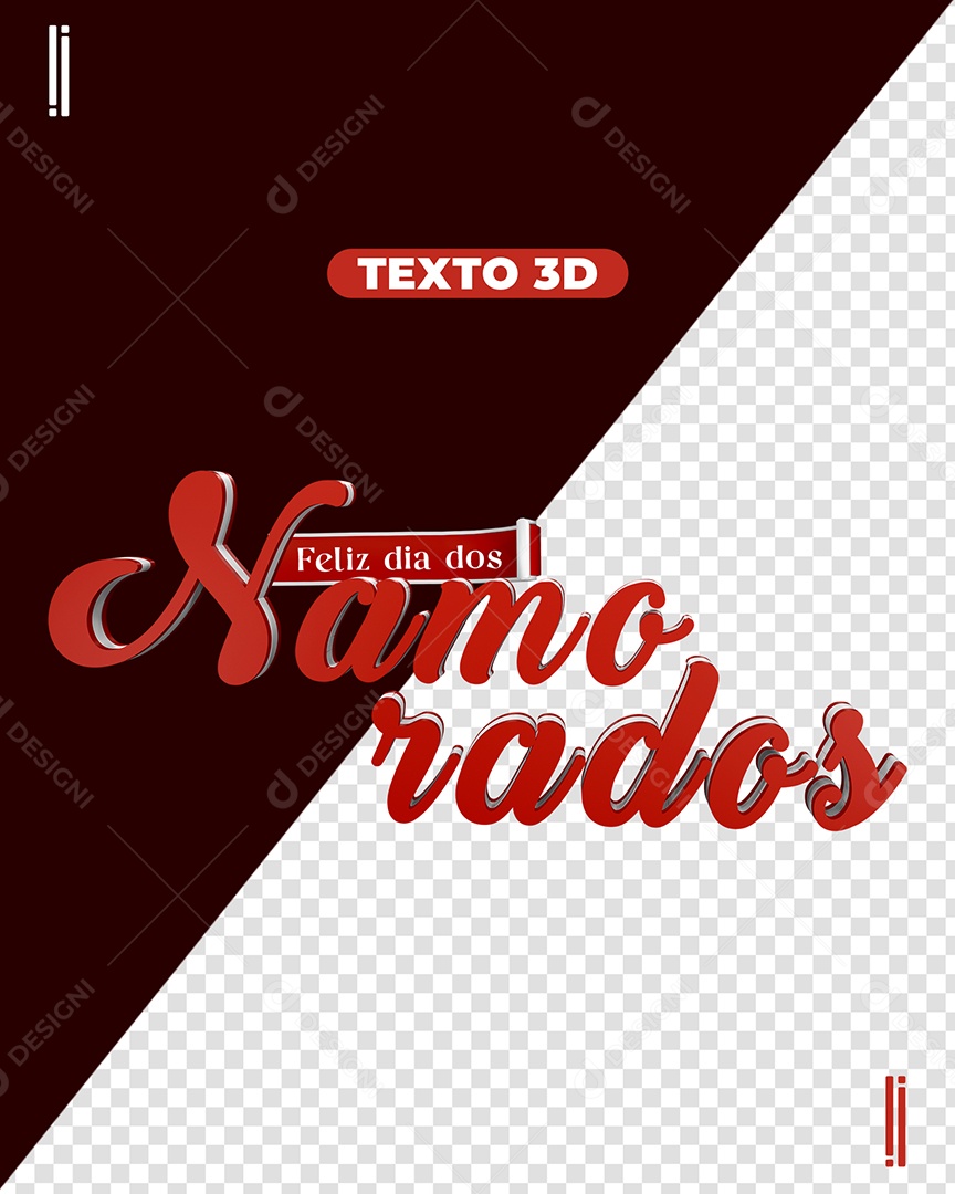 Texto 3D Feliz Dia Dos Namorados Para Composição PSD