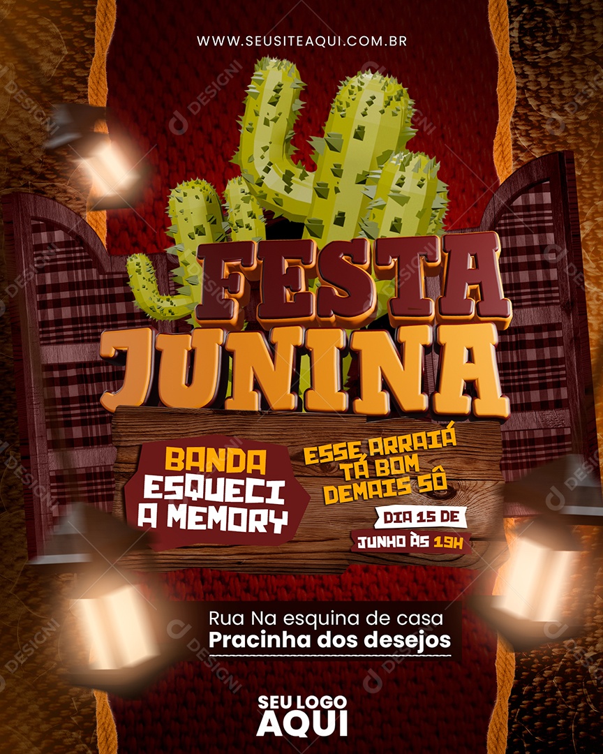 Festa Junina Banda Esqueci a Memory Social Media PSD Editável