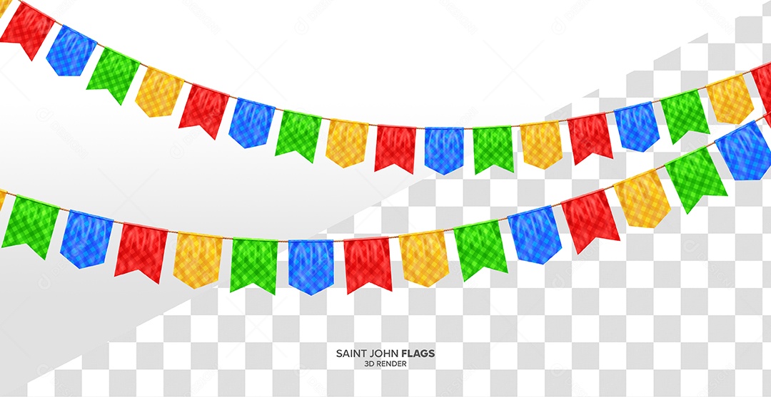 Elemento 3D Para Composição Bandeirinhas de São João PSD