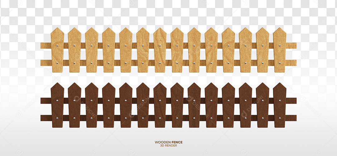 Cerca De Madeira Elemento 3D Para Composição PSD