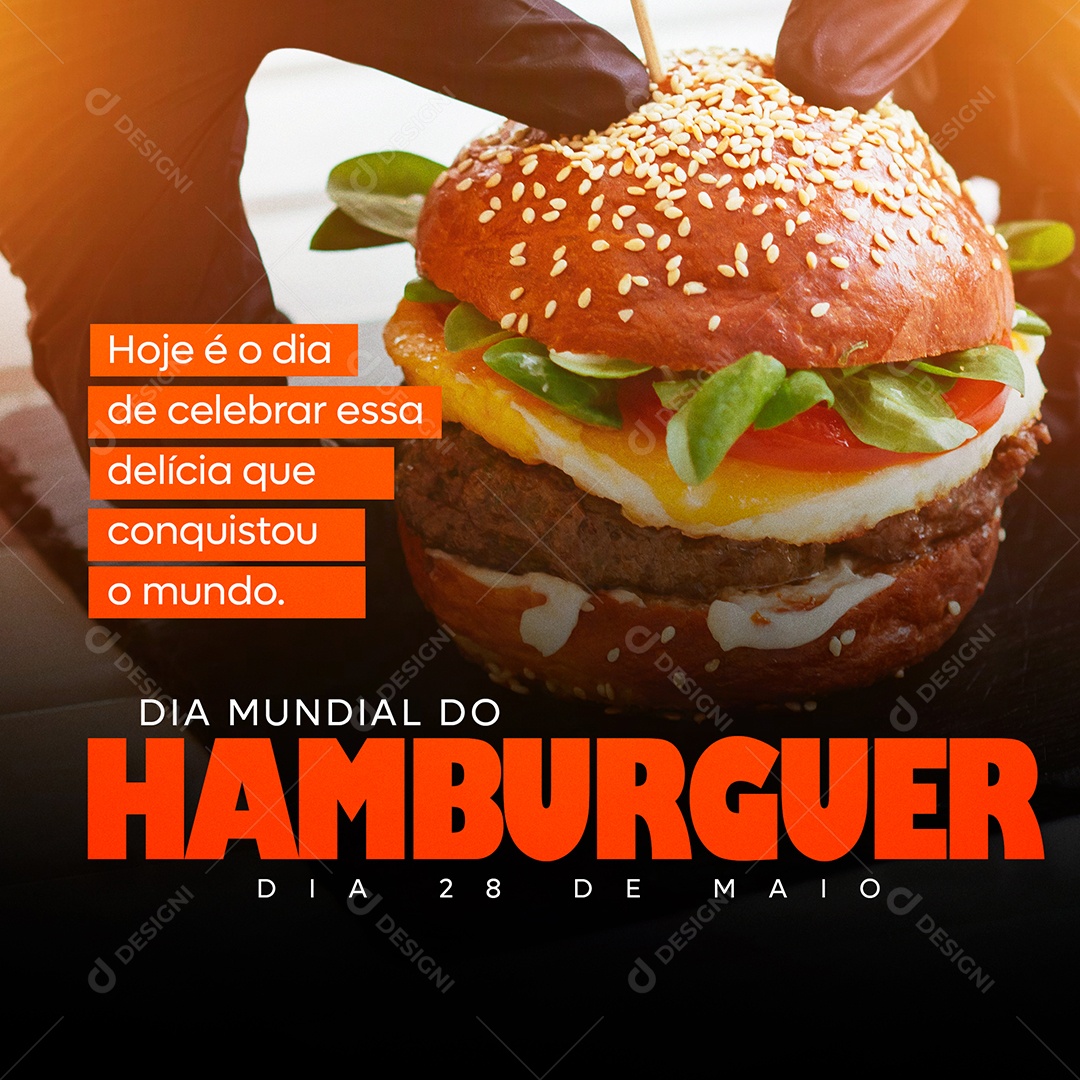 Dia Mundial do Hamburguer Dia 28 de Maio Social Media PSD Editável