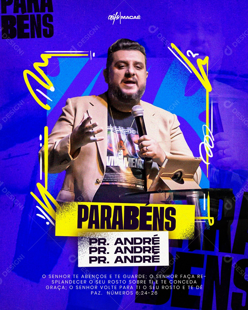 Social Media Parabéns Pr André O Senhor Te Abençoe PSD Editável