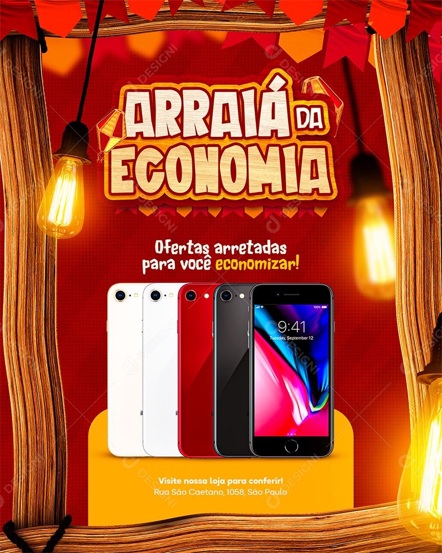 Arraiá da Economia Venha Conferir Social Media PSD Editável