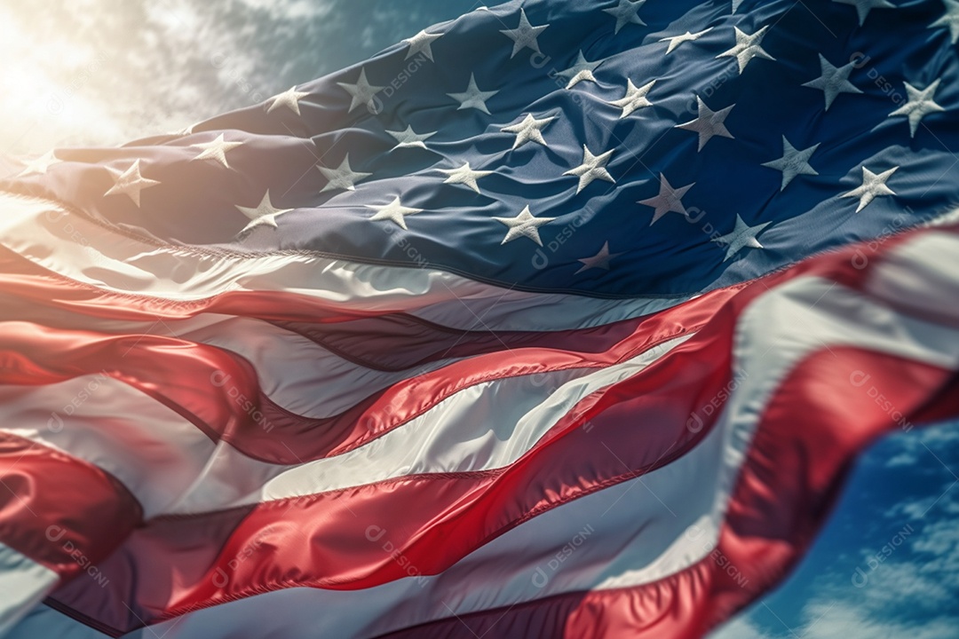 Detalhes de uma bandeira do estados unidos