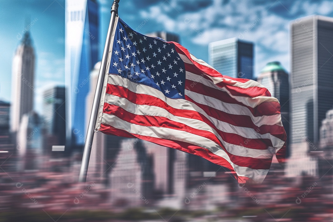 Detalhes de uma bandeira do estados unidos