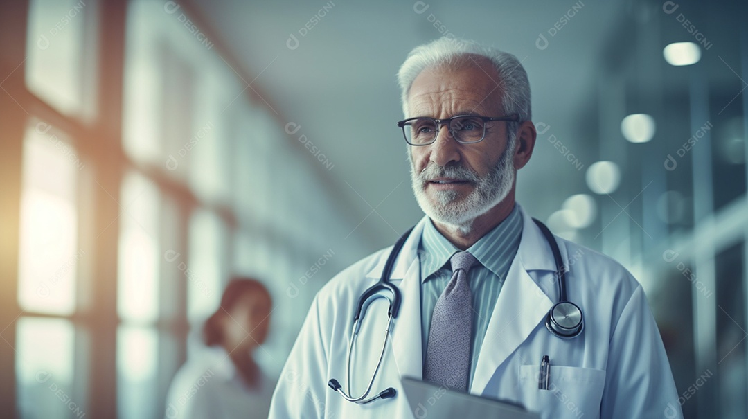 Homem médico com jaleco branco