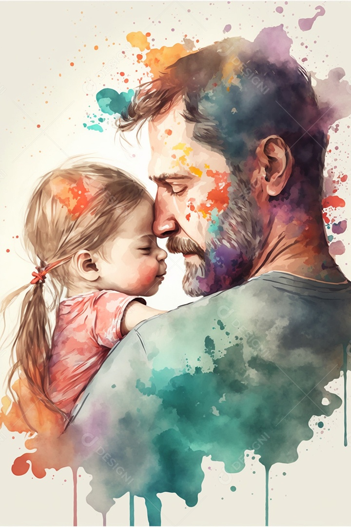 Pai e filha imagem criativa com cores