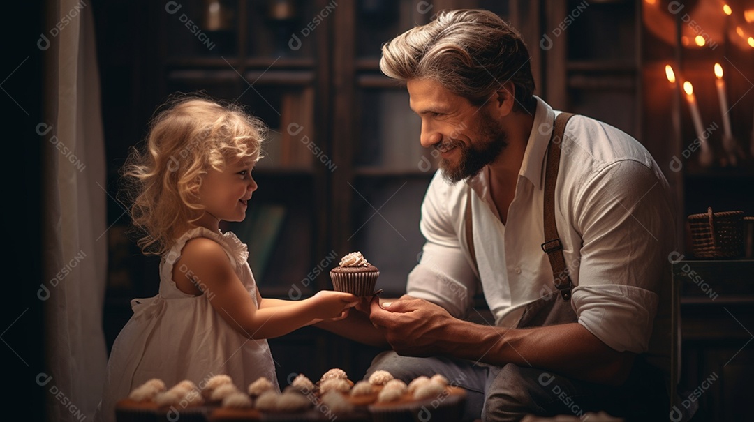 Pai e filha juntos sorridentes conceito Dia dos Pais