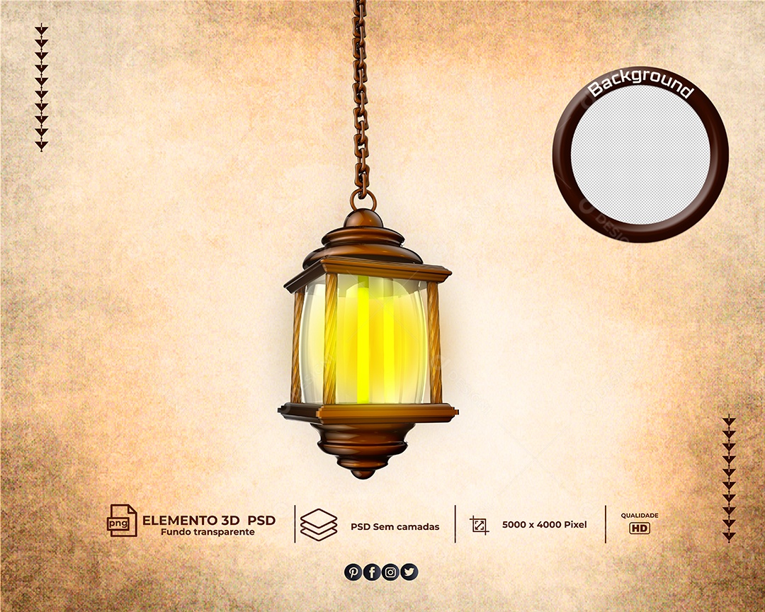 Elemento 3D Para Composição Luminária de São João PSD