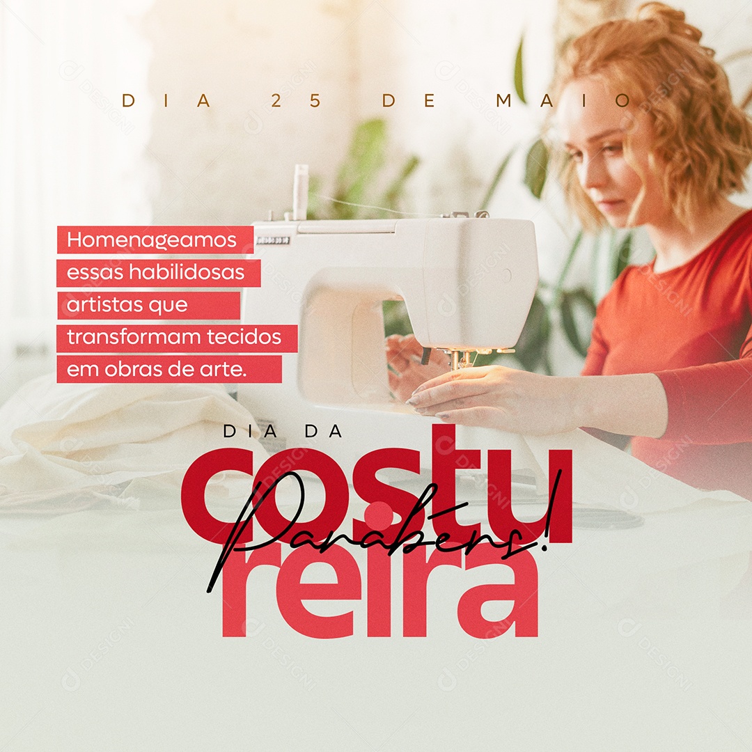 Dia da Costureira Dia 25 de Maio Social Media PSD Editável
