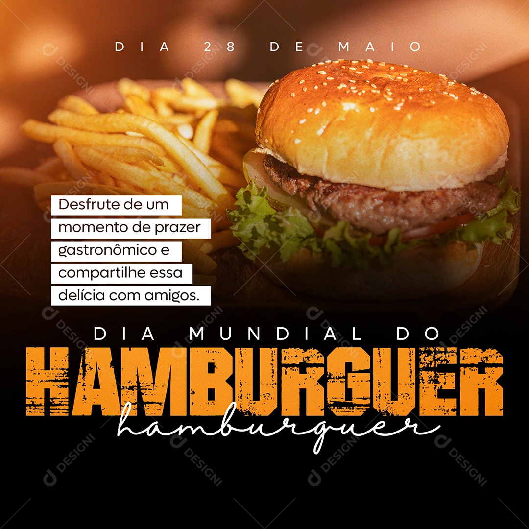 Dia Mundial do Hamburguer Dia 28 de Maio Social Media PSD Editável