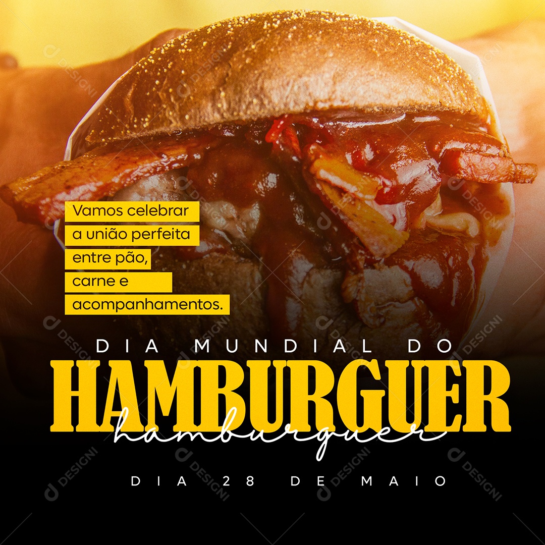 Dia Mundial do Hamburguer Dia 28 de Maio Social Media PSD Editável