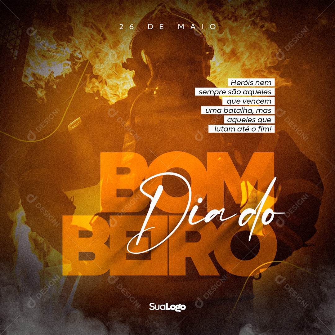 Dia do Bombeiro 26 de Maio Social Media PSD Editável