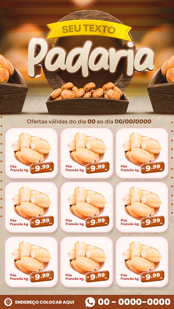 Story Encarte Padaria Venha Conferir Social Media PSD Editável