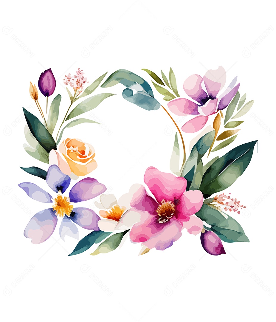 Desenho De Flores Em Aquarela Desenhada Á Mão Vetor EPS