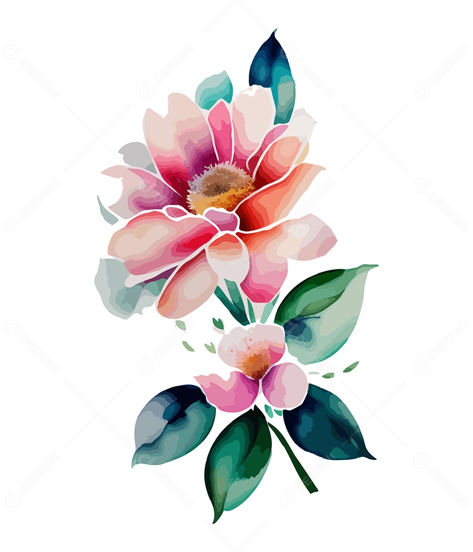 Desenho De Flores Em Aquarela Desenhada Á Mão Vetor EPS