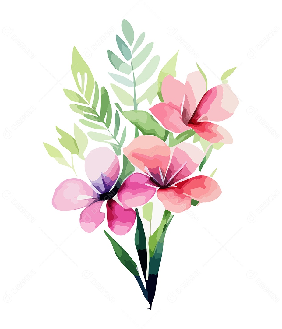 Desenho De Flores Em Aquarela Desenhada Á Mão Vetor EPS