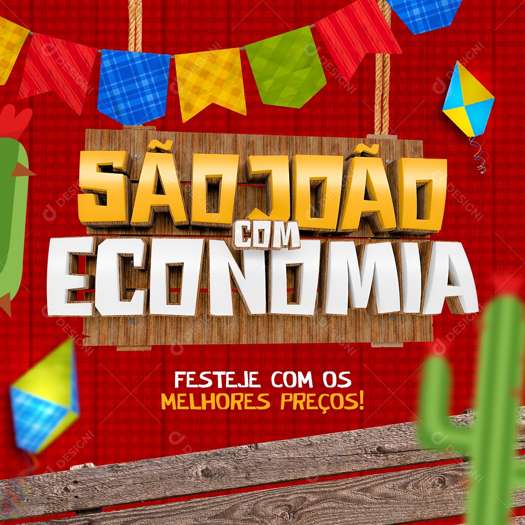 Selo 3D São João Da Economia PSD Editável