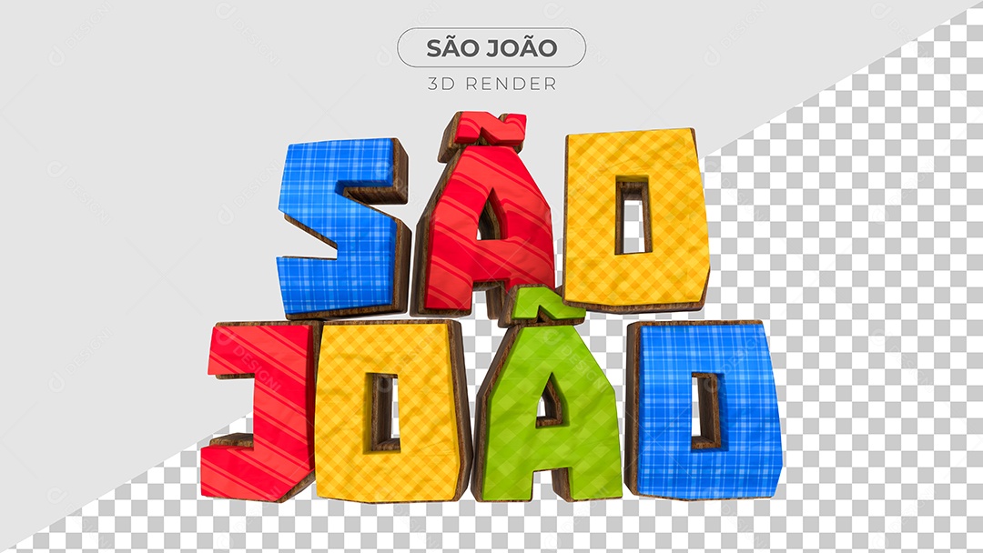 Texto 3D São João Colorido Para Composição PSD