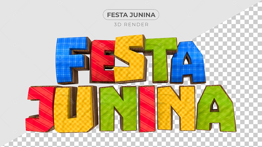 Texto 3D Festa Junina Coloridos Para Composição PSD