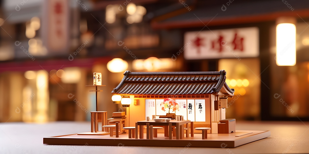 Linda miniatura de um restaurante japonês