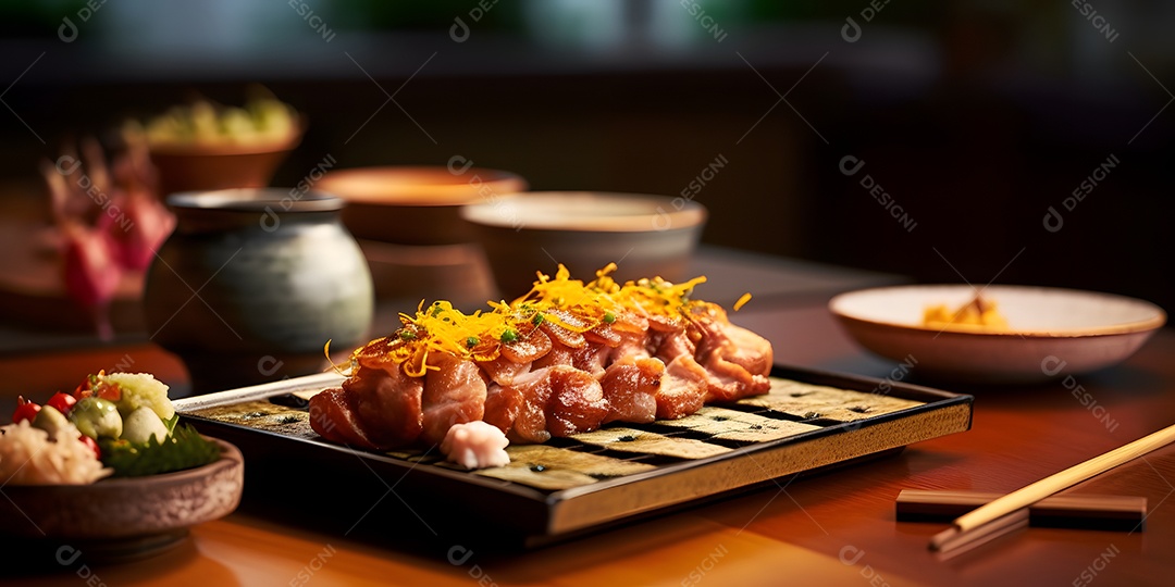 Deliciosa refeição de comida japonesa