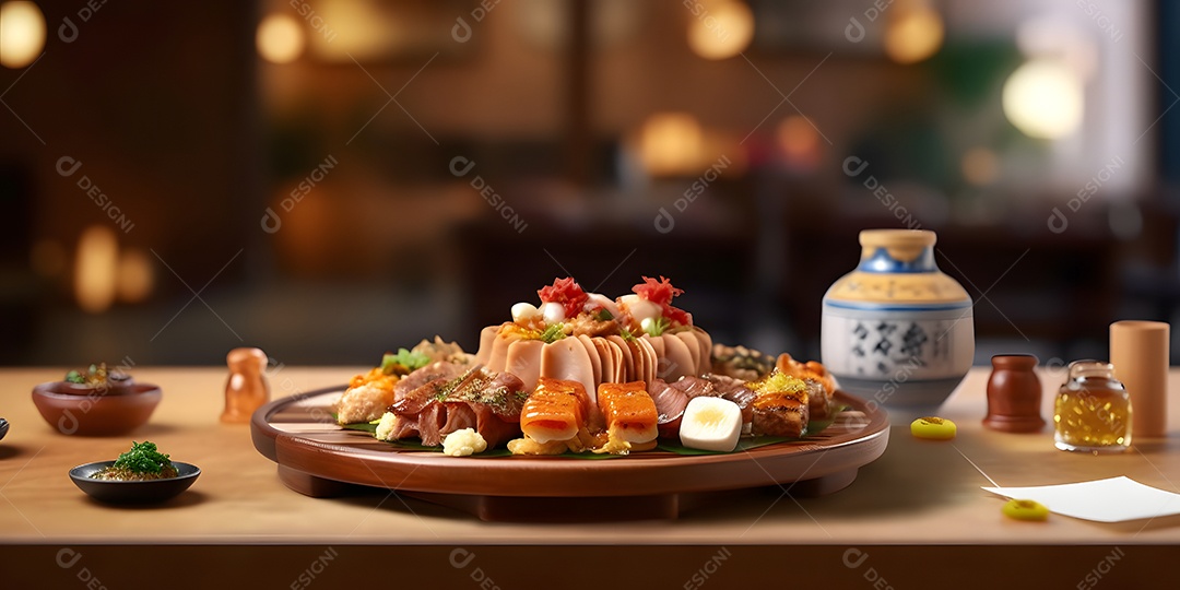 Deliciosa refeição de comida japonesa