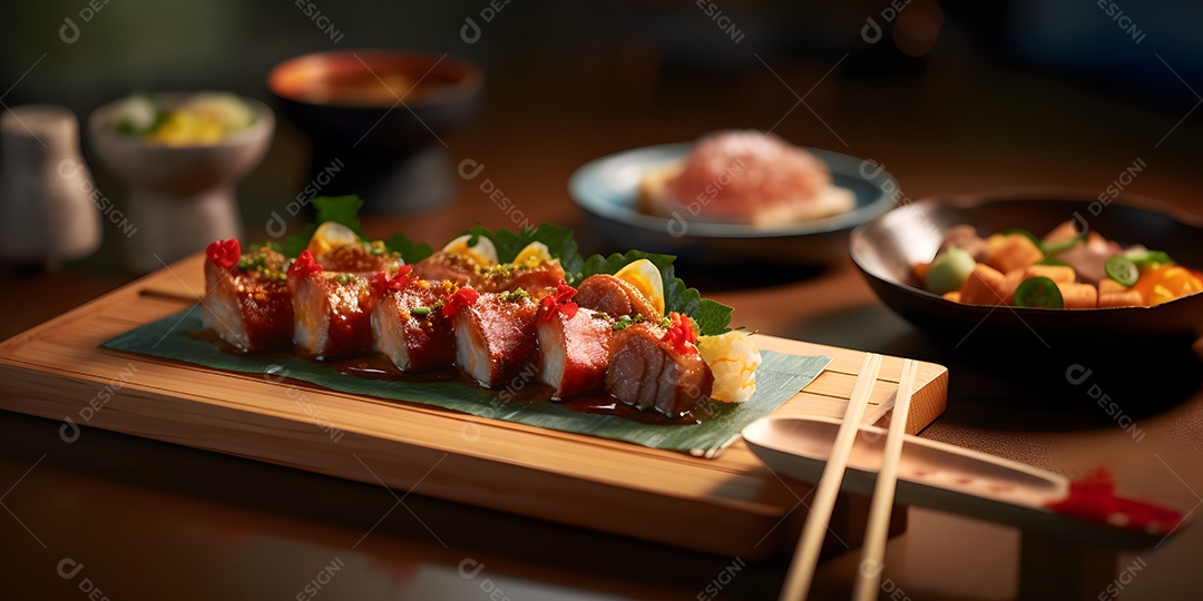 Deliciosa refeição de comida japonesa