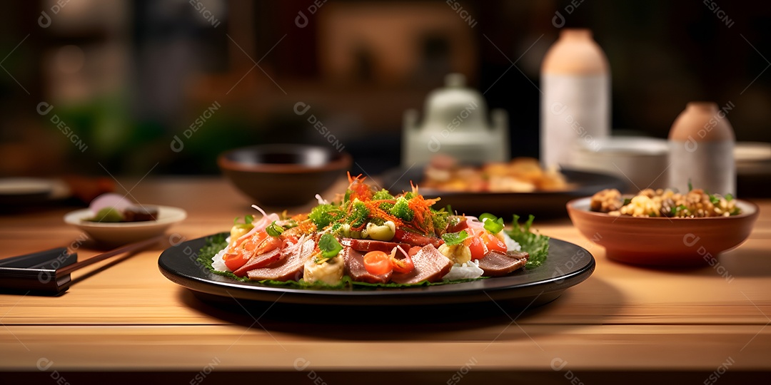 Deliciosa refeição de comida japonesa