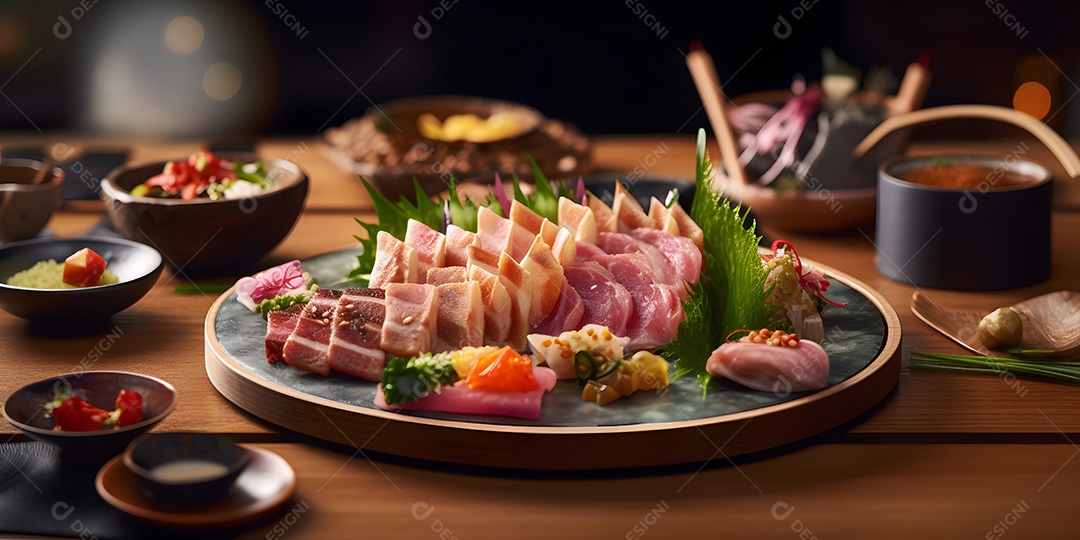 Deliciosa refeição de comida japonesa