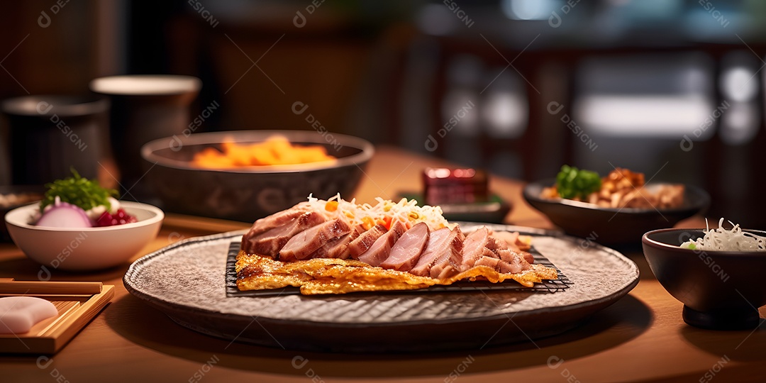 Deliciosa refeição de comida japonesa