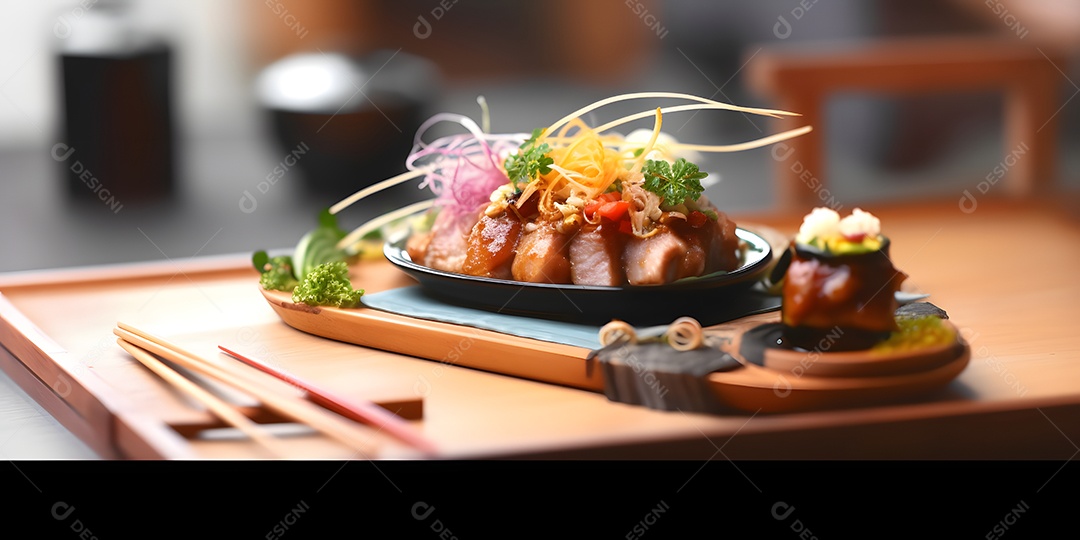 Deliciosa refeição de comida japonesa