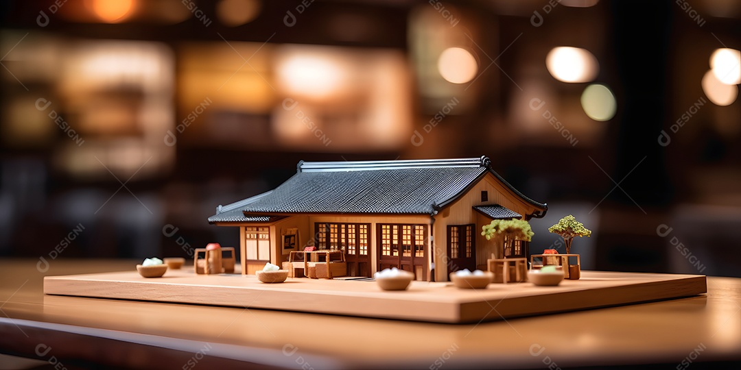 Linda miniatura de um restaurante japonês