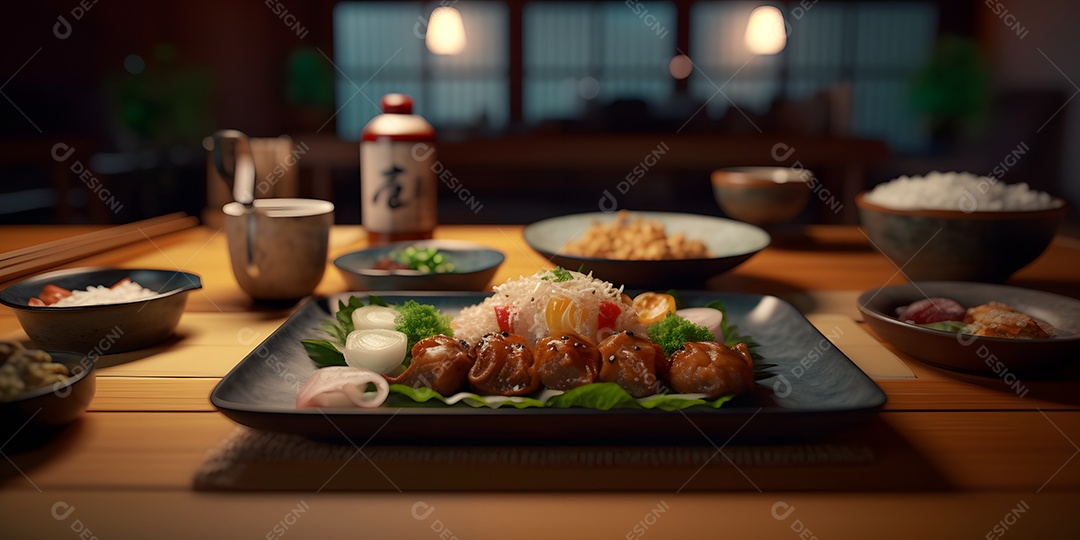 Deliciosa refeição de comida japonesa