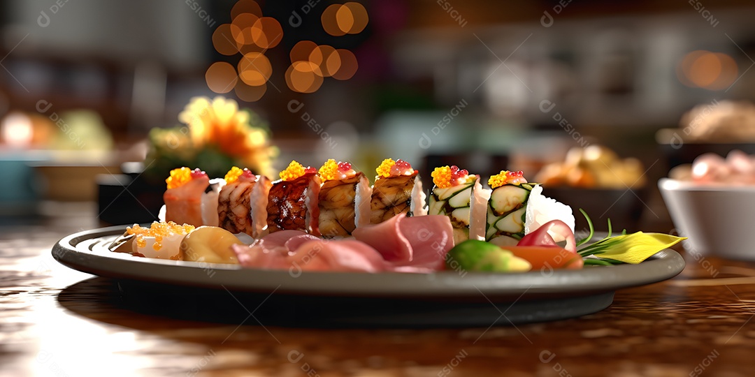 Deliciosa refeição de comida japonesa