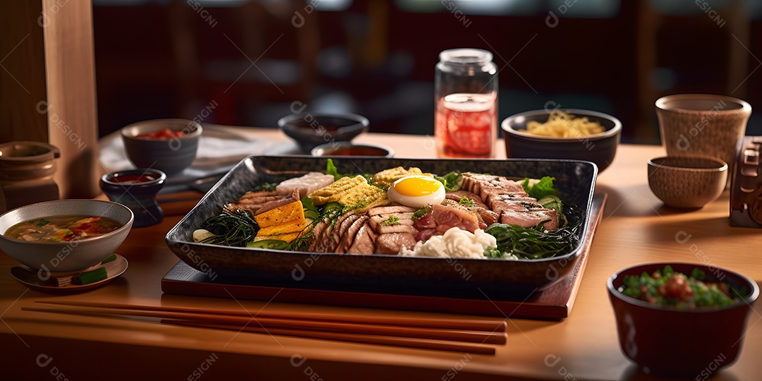 Deliciosa refeição da culinária japonesa