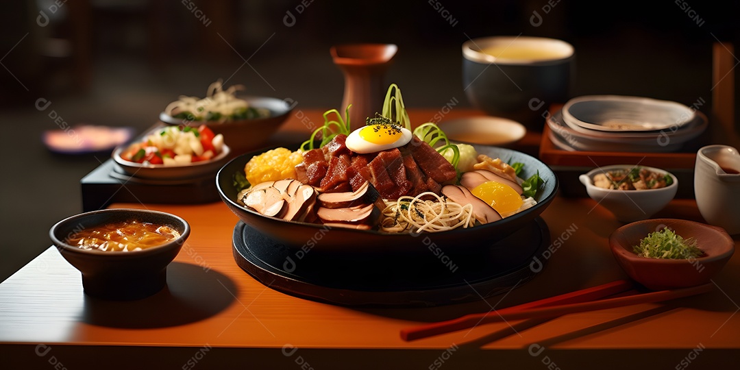 Deliciosa refeição da culinária japonesa
