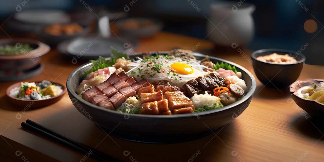 Deliciosa refeição da culinária japonesa