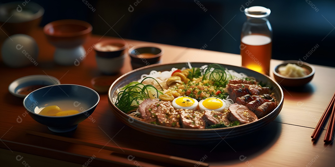 Deliciosa refeição da culinária japonesa