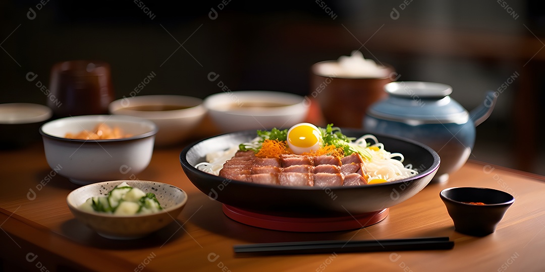 Deliciosa refeição da culinária japonesa