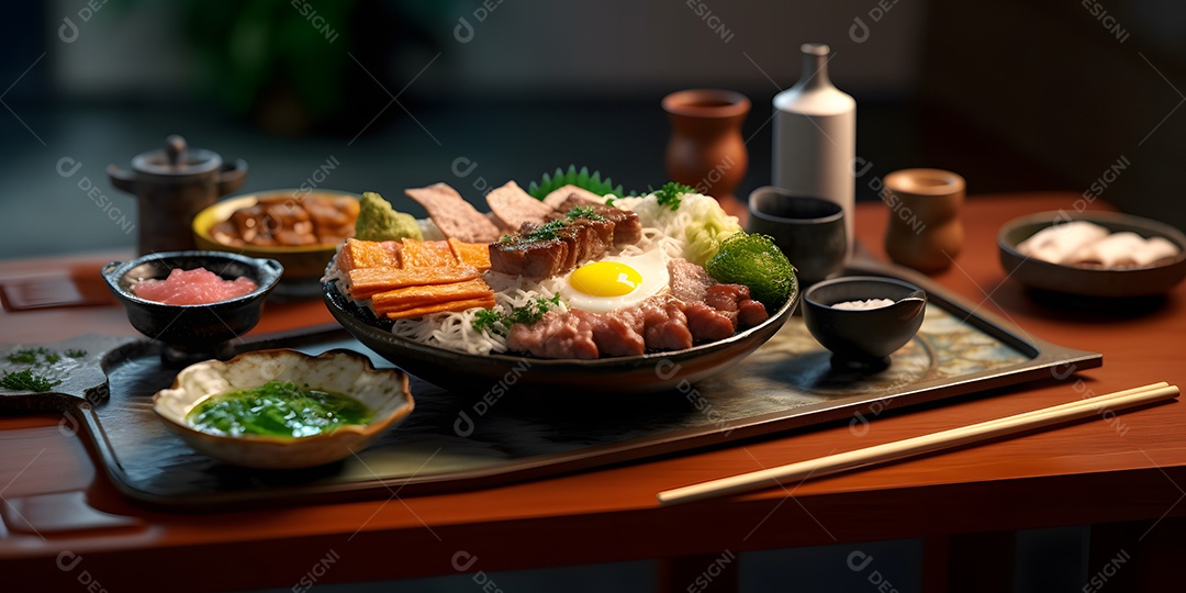 Deliciosa refeição da culinária japonesa