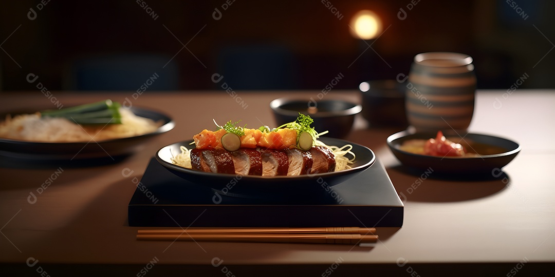 Deliciosa refeição da culinária japonesa