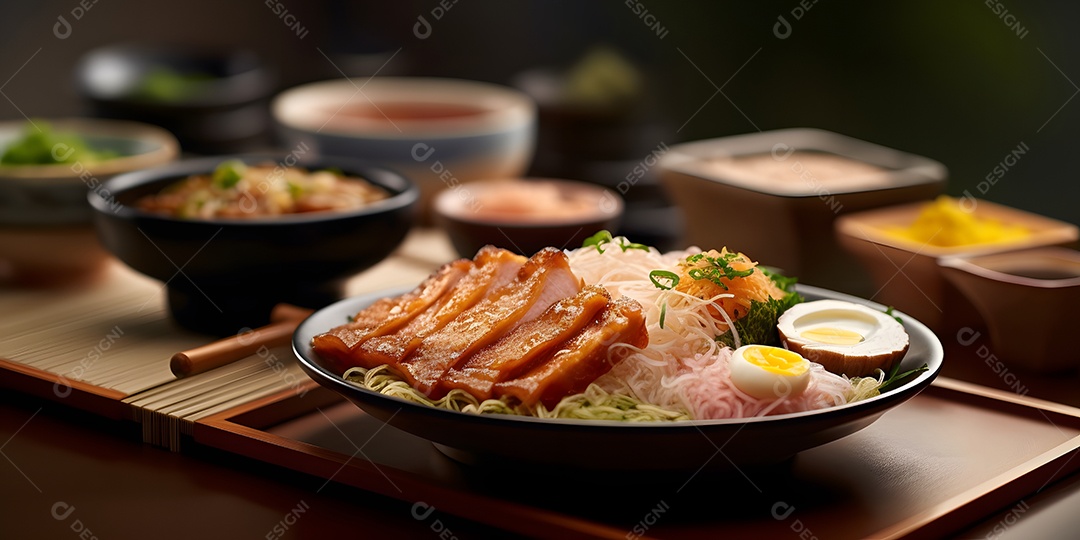 Deliciosa refeição da culinária japonesa